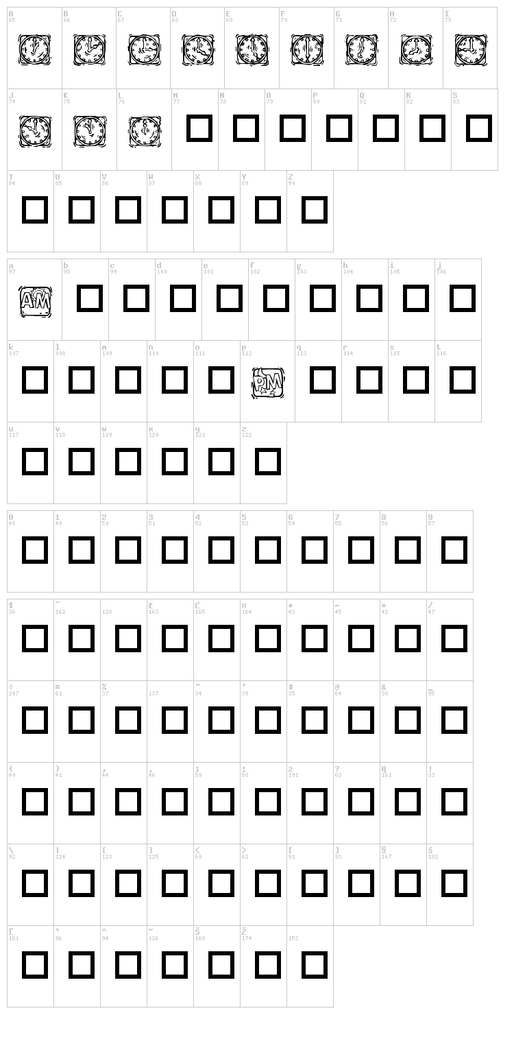 KR Lotsa Time Dings font map